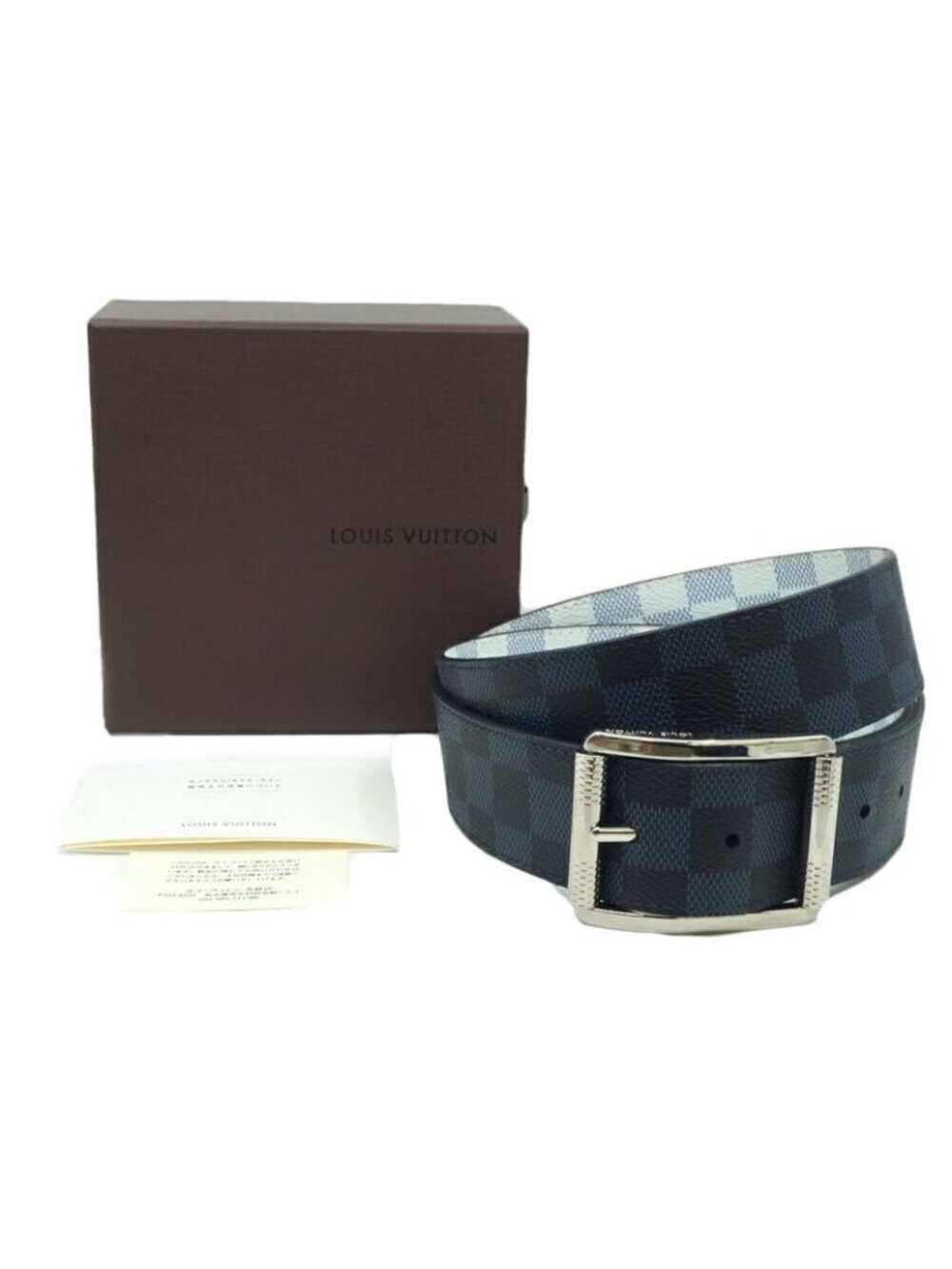 Louis Vuitton Ceinture Reverse Damier Belt All Over Pattern Leather Blue Black - Picture 10 of 10